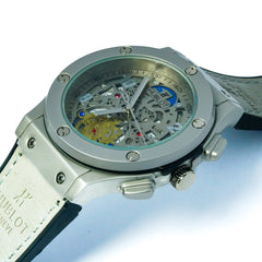 Hublot Genève Skeleton Watch – Grey Leather