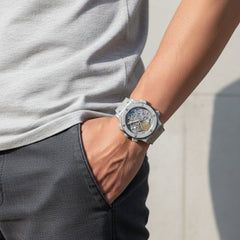 Hublot Genève Skeleton Watch – Grey Leather