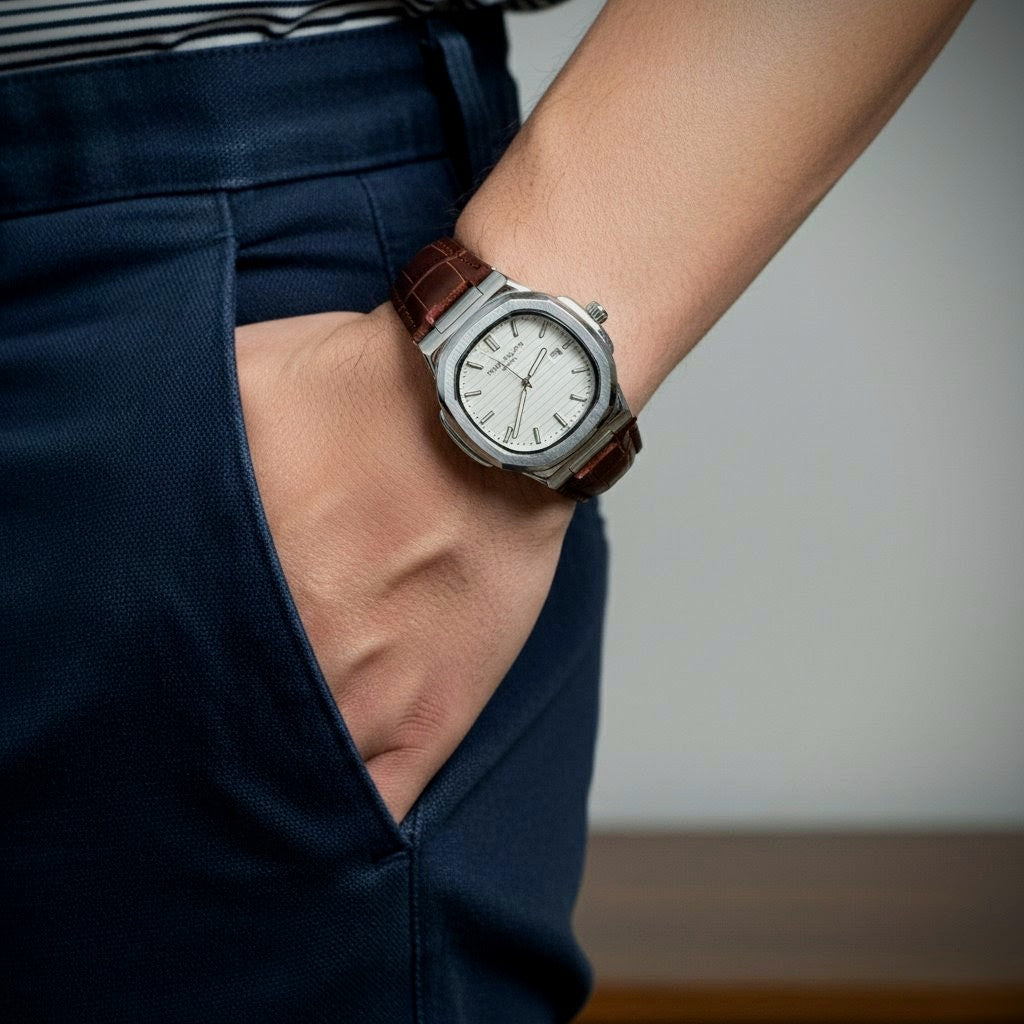 Patek Philippe Genève Black Leather Strap