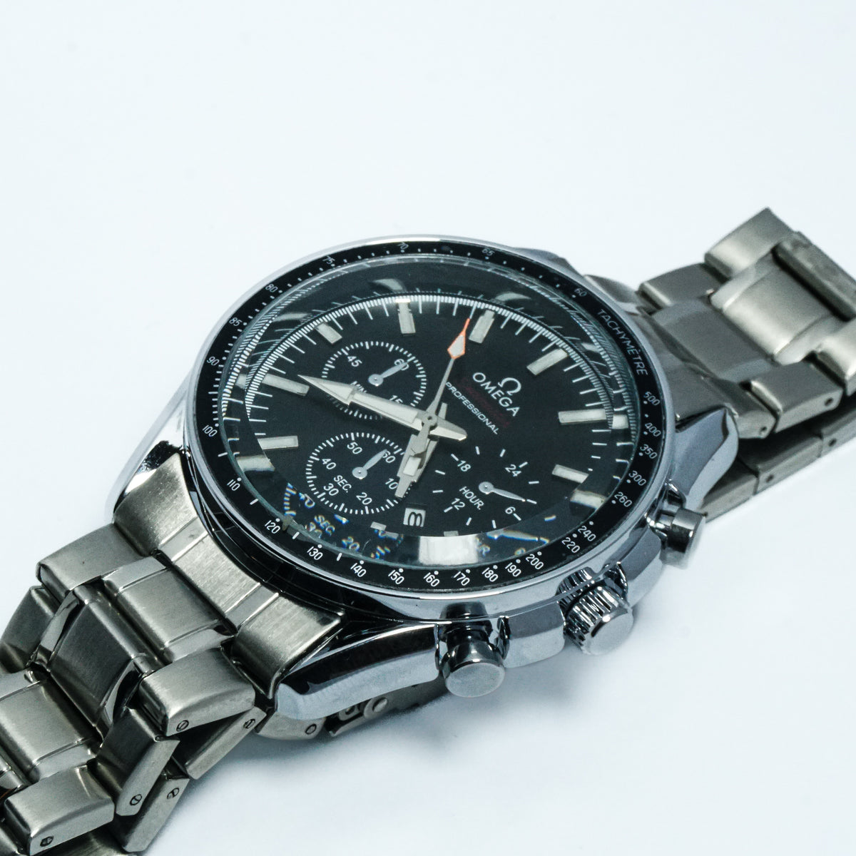 Omega Seamaster Silver Black Chronograph – Stainless Steel